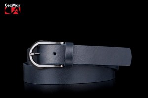 PASEK SKÓRZANY DAMSKI- 3 CM- GRANATOWY