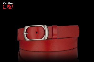 PASEK SKÓRZANY DAMSKI- 3 CM- CZERWONY