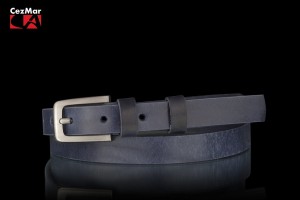 PASEK SKÓRZANY DAMSKI- 2CM -GRANATOWY
